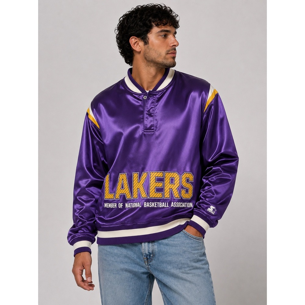 Starter‎ Lakers NBA Pullover Sweatshirt Vintage Style Purple Yellow |S1